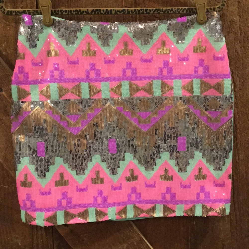 Sequin Mini Skirt w/ Mint Back - Medium